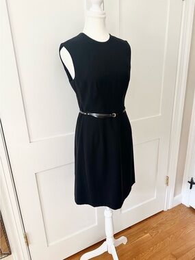 Louis Vuitton Black Sleeveless Mini Dress with Slim Belt